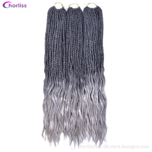 Wholesale 18inch Ombre Blonde 2 strands End Curly Dreadlock Handmade Soft Crochet Braids Hair Synthetic Braiding Hair Extension